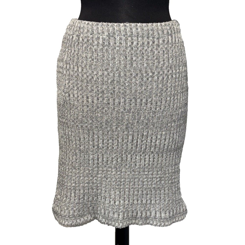 NEW Green‎ 3 Space Dye Rib Knit Pencil Skirt Size Small Gray Preppy Academia USA